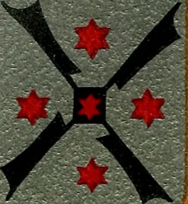 An illustration from America heraldica : a compilation of coats of arms, crests and mottoes of prominent American families settled in this country before 1800, 1889, leaf 9