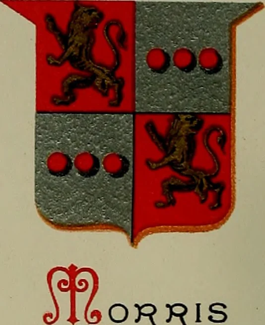 An illustration from America heraldica : a compilation of coats of arms, crests and mottoes of prominent American families settled in this country before 1800, 1889, leaf 9