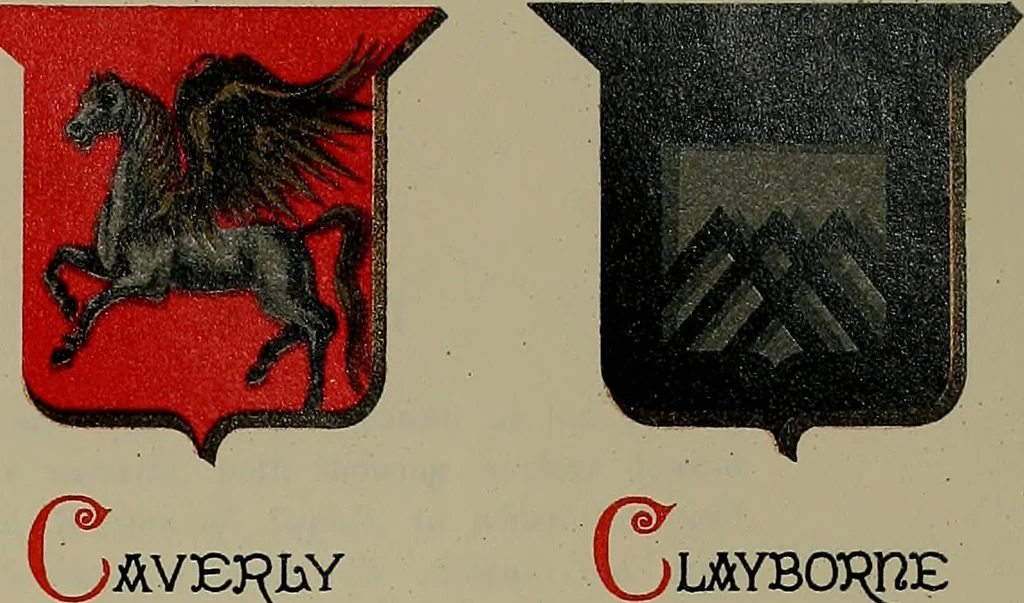 An illustration from America heraldica : a compilation of coats of arms, crests and mottoes of prominent American families settled in this country before 1800, 1889, leaf 90