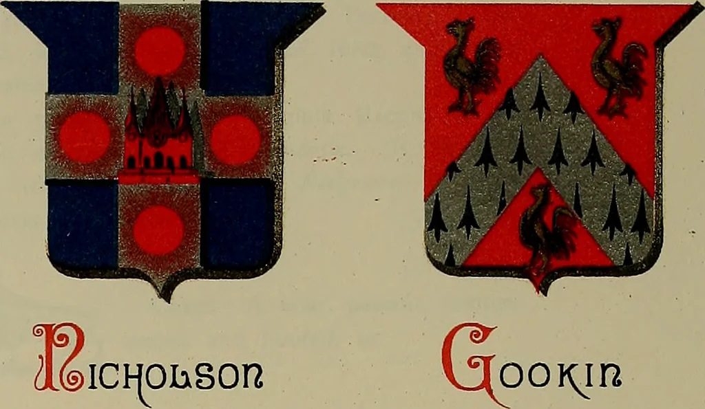 An illustration from America heraldica : a compilation of coats of arms, crests and mottoes of prominent American families settled in this country before 1800, 1889, leaf 90