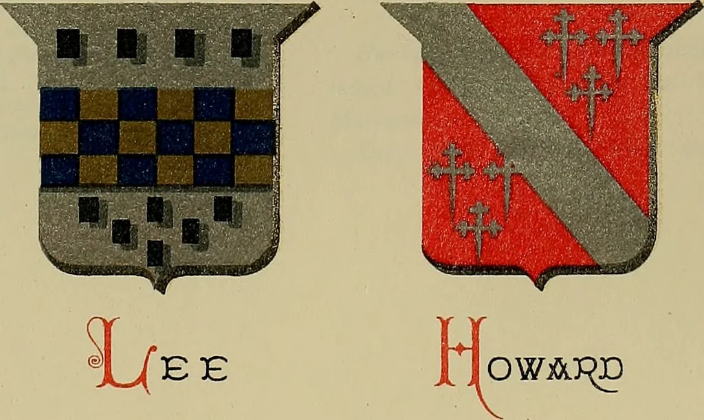 An illustration from America heraldica : a compilation of coats of arms, crests and mottoes of prominent American families settled in this country before 1800, 1889, leaf 90