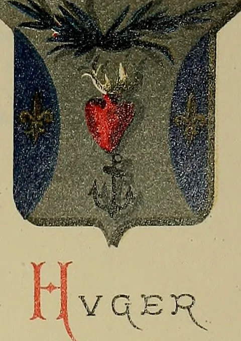 An illustration from America heraldica : a compilation of coats of arms, crests and mottoes of prominent American families settled in this country before 1800, 1889, leaf 90