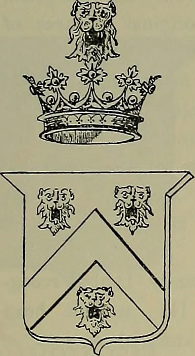 An illustration from America heraldica : a compilation of coats of arms, crests and mottoes of prominent American families settled in this country before 1800, 1889, leaf 98