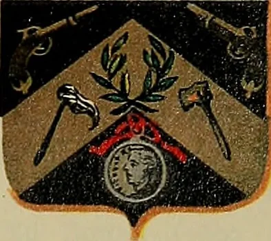 An illustration from America heraldica : a compilation of coats of arms, crests and mottoes of prominent American families settled in this country before 1800, 1887, leaf 100