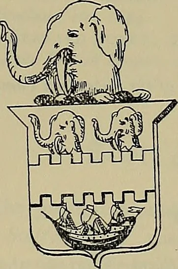 An illustration from America heraldica : a compilation of coats of arms, crests and mottoes of prominent American families settled in this country before 1800, 1887, leaf 108