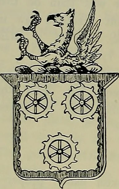 An illustration from America heraldica : a compilation of coats of arms, crests and mottoes of prominent American families settled in this country before 1800, 1887, leaf 111