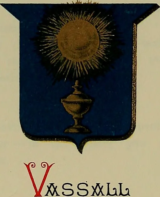 An illustration from America heraldica : a compilation of coats of arms, crests and mottoes of prominent American families settled in this country before 1800, 1887, leaf 114