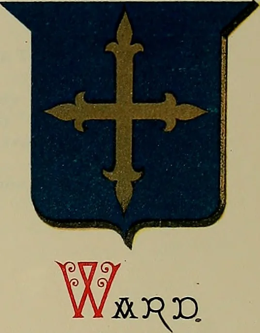 An illustration from America heraldica : a compilation of coats of arms, crests and mottoes of prominent American families settled in this country before 1800, 1887, leaf 114