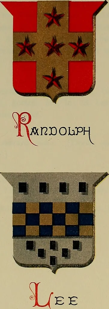 An illustration from America heraldica : a compilation of coats of arms, crests and mottoes of prominent American families settled in this country before 1800, 1887, leaf 122