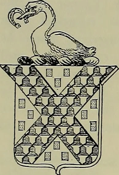 An illustration from America heraldica : a compilation of coats of arms, crests and mottoes of prominent American families settled in this country before 1800, 1887, leaf 131