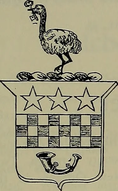 An illustration from America heraldica : a compilation of coats of arms, crests and mottoes of prominent American families settled in this country before 1800, 1887, leaf 132