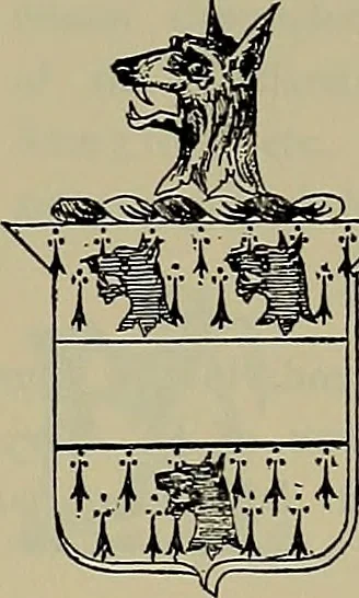 An illustration from America heraldica : a compilation of coats of arms, crests and mottoes of prominent American families settled in this country before 1800, 1887, leaf 134