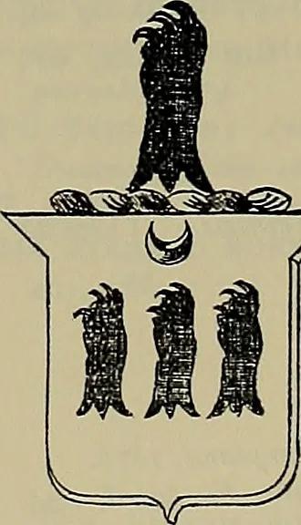 An illustration from America heraldica : a compilation of coats of arms, crests and mottoes of prominent American families settled in this country before 1800, 1887, leaf 138
