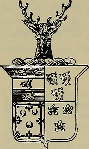 An illustration from America heraldica : a compilation of coats of arms, crests and mottoes of prominent American families settled in this country before 1800, 1887, leaf 142