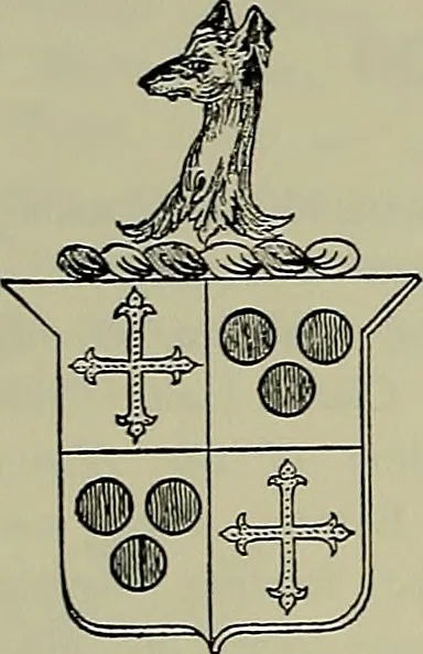 An illustration from America heraldica : a compilation of coats of arms, crests and mottoes of prominent American families settled in this country before 1800, 1887, leaf 145