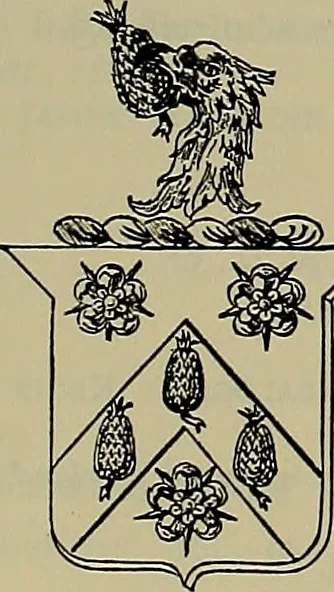 An illustration from America heraldica : a compilation of coats of arms, crests and mottoes of prominent American families settled in this country before 1800, 1887, leaf 148