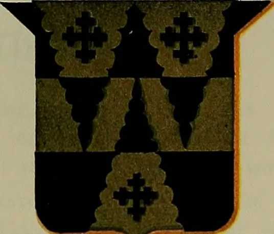 An illustration from America heraldica : a compilation of coats of arms, crests and mottoes of prominent American families settled in this country before 1800, 1887, leaf 156