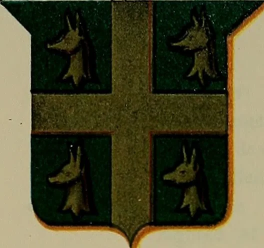 An illustration from America heraldica : a compilation of coats of arms, crests and mottoes of prominent American families settled in this country before 1800, 1887, leaf 156