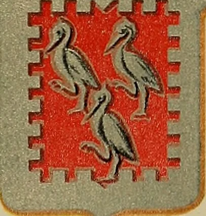 An illustration from America heraldica : a compilation of coats of arms, crests and mottoes of prominent American families settled in this country before 1800, 1887, leaf 156