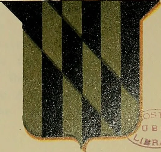 An illustration from America heraldica : a compilation of coats of arms, crests and mottoes of prominent American families settled in this country before 1800, 1887, leaf 156