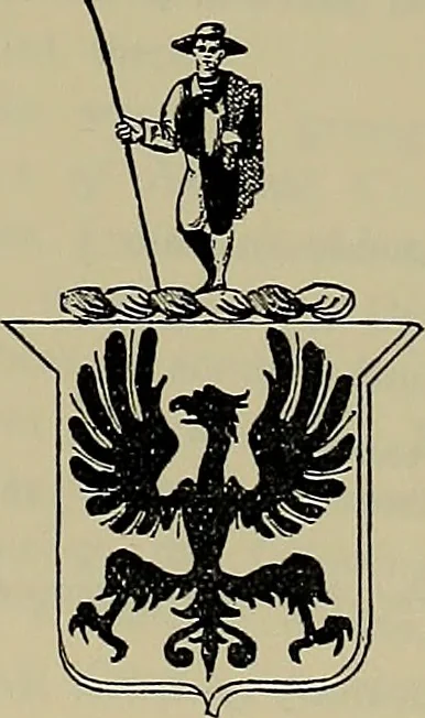 An illustration from America heraldica : a compilation of coats of arms, crests and mottoes of prominent American families settled in this country before 1800, 1887, leaf 160