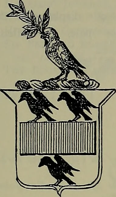 An illustration from America heraldica : a compilation of coats of arms, crests and mottoes of prominent American families settled in this country before 1800, 1887, leaf 172