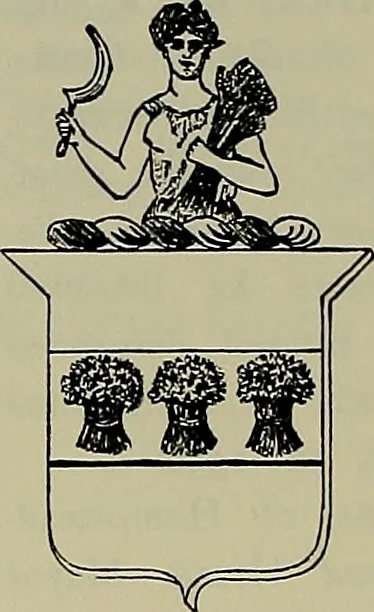 An illustration from America heraldica : a compilation of coats of arms, crests and mottoes of prominent American families settled in this country before 1800, 1887, leaf 177