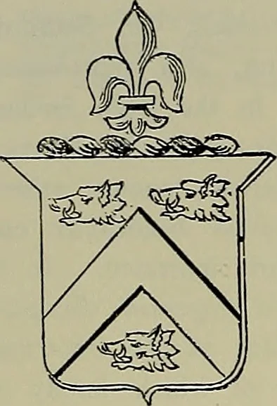 An illustration from America heraldica : a compilation of coats of arms, crests and mottoes of prominent American families settled in this country before 1800, 1887, leaf 181