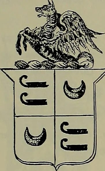 An illustration from America heraldica : a compilation of coats of arms, crests and mottoes of prominent American families settled in this country before 1800, 1887, leaf 182