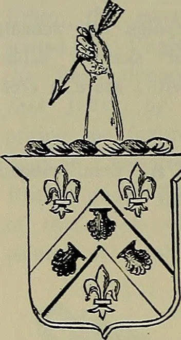 An illustration from America heraldica : a compilation of coats of arms, crests and mottoes of prominent American families settled in this country before 1800, 1887, leaf 183