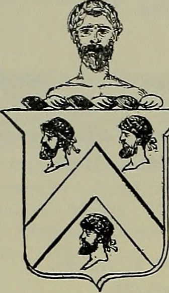 An illustration from America heraldica : a compilation of coats of arms, crests and mottoes of prominent American families settled in this country before 1800, 1887, leaf 185