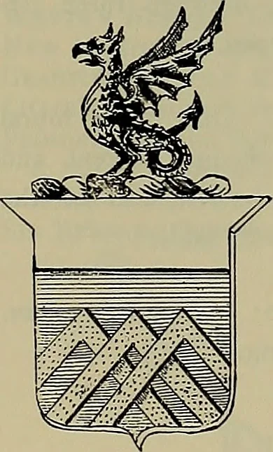 An illustration from America heraldica : a compilation of coats of arms, crests and mottoes of prominent American families settled in this country before 1800, 1887, leaf 186