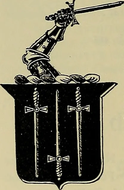 An illustration from America heraldica : a compilation of coats of arms, crests and mottoes of prominent American families settled in this country before 1800, 1887, leaf 189