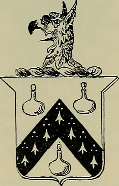 An illustration from America heraldica : a compilation of coats of arms, crests and mottoes of prominent American families settled in this country before 1800, 1887, leaf 191