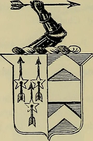 An illustration from America heraldica : a compilation of coats of arms, crests and mottoes of prominent American families settled in this country before 1800, 1887, leaf 191