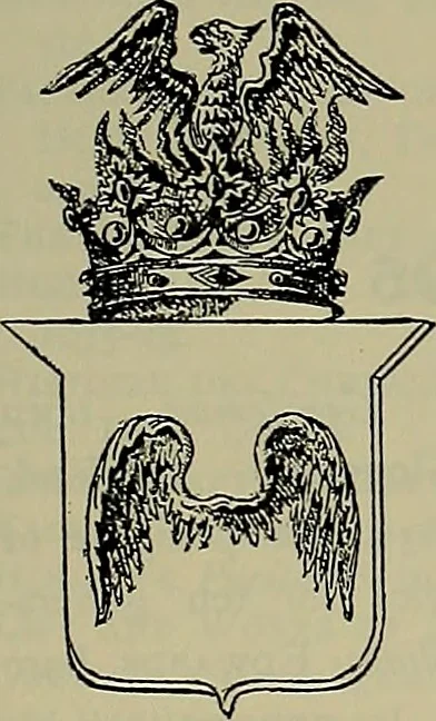 An illustration from America heraldica : a compilation of coats of arms, crests and mottoes of prominent American families settled in this country before 1800, 1887, leaf 192