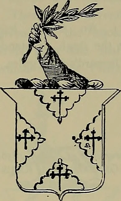 An illustration from America heraldica : a compilation of coats of arms, crests and mottoes of prominent American families settled in this country before 1800, 1887, leaf 192