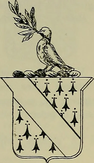An illustration from America heraldica : a compilation of coats of arms, crests and mottoes of prominent American families settled in this country before 1800, 1887, leaf 195