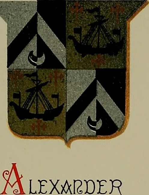 An illustration from America heraldica : a compilation of coats of arms, crests and mottoes of prominent American families settled in this country before 1800, 1887, leaf 198