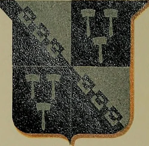 An illustration from America heraldica : a compilation of coats of arms, crests and mottoes of prominent American families settled in this country before 1800, 1887, leaf 198