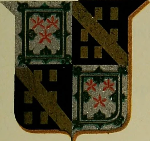 An illustration from America heraldica : a compilation of coats of arms, crests and mottoes of prominent American families settled in this country before 1800, 1887, leaf 198