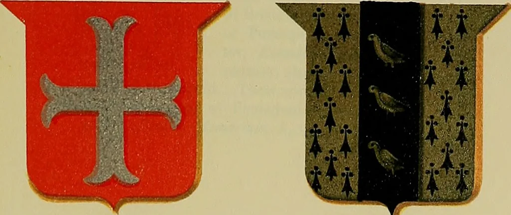 An illustration from America heraldica : a compilation of coats of arms, crests and mottoes of prominent American families settled in this country before 1800, 1887, leaf 198