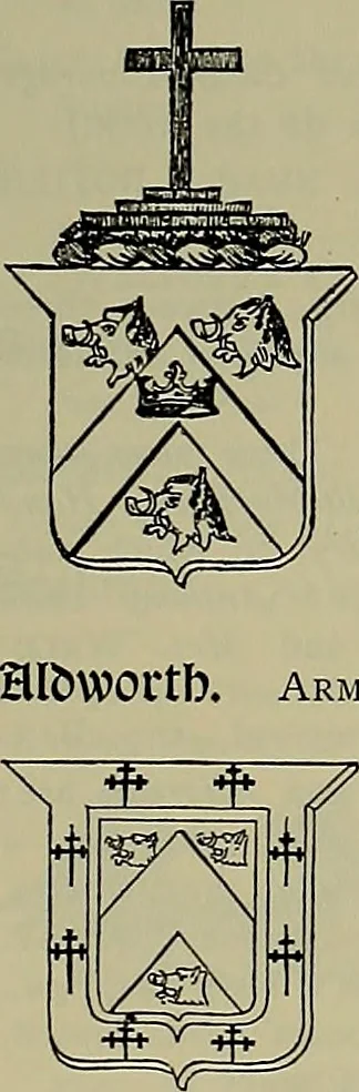 An illustration from America heraldica : a compilation of coats of arms, crests and mottoes of prominent American families settled in this country before 1800, 1887, leaf 200