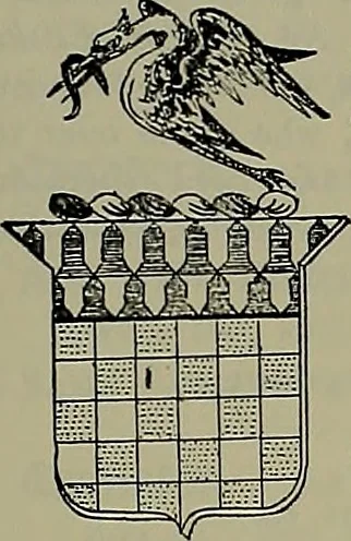 An illustration from America heraldica : a compilation of coats of arms, crests and mottoes of prominent American families settled in this country before 1800, 1887, leaf 206