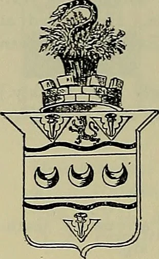 An illustration from America heraldica : a compilation of coats of arms, crests and mottoes of prominent American families settled in this country before 1800, 1887, leaf 213
