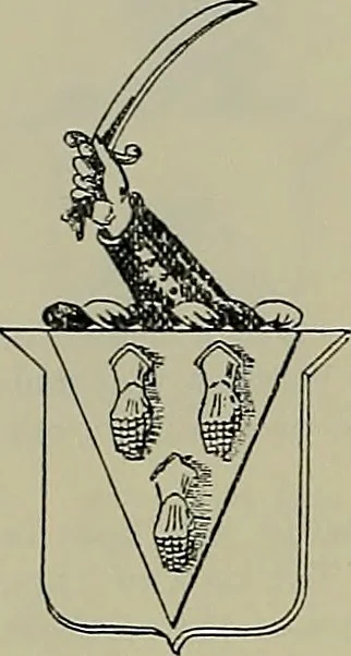 An illustration from America heraldica : a compilation of coats of arms, crests and mottoes of prominent American families settled in this country before 1800, 1887, leaf 215