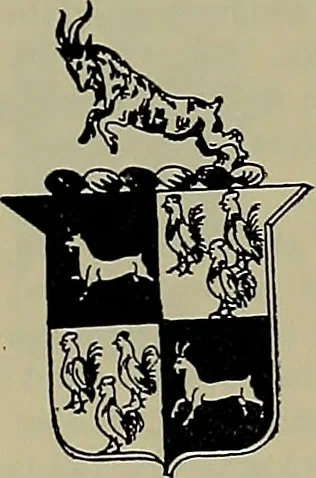 An illustration from America heraldica : a compilation of coats of arms, crests and mottoes of prominent American families settled in this country before 1800, 1887, leaf 216