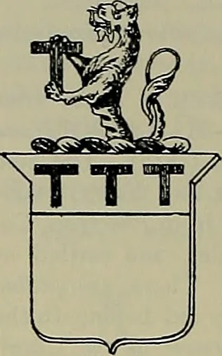 An illustration from America heraldica : a compilation of coats of arms, crests and mottoes of prominent American families settled in this country before 1800, 1887, leaf 217