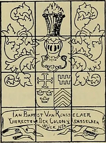 An illustration from America heraldica : a compilation of coats of arms, crests and mottoes of prominent American families settled in this country before 1800, 1887, leaf 221