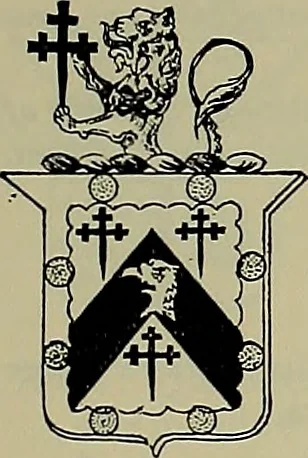 An illustration from America heraldica : a compilation of coats of arms, crests and mottoes of prominent American families settled in this country before 1800, 1887, leaf 222
